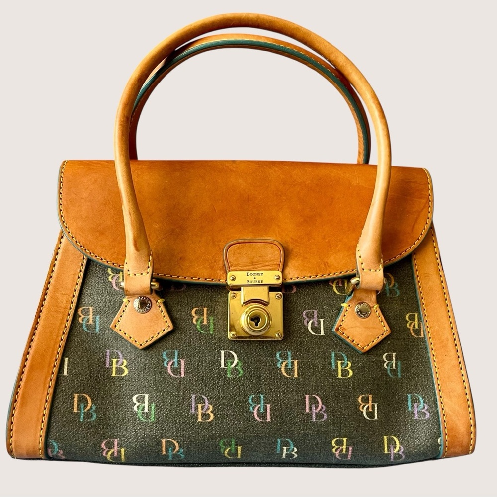 Y2K Dooney & Bourke Tan Trim Signature Logo Satchel